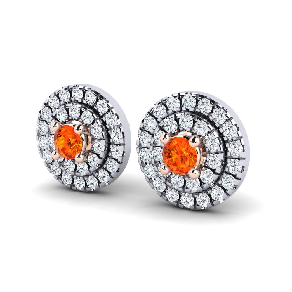 9K White & Rose Gold Orange Sapphire Earring Majella