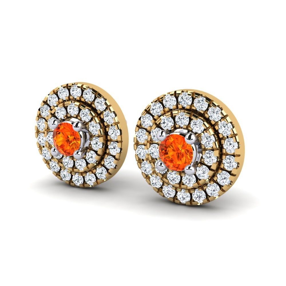 14K Yellow & White Gold Orange Sapphire Earring Majella