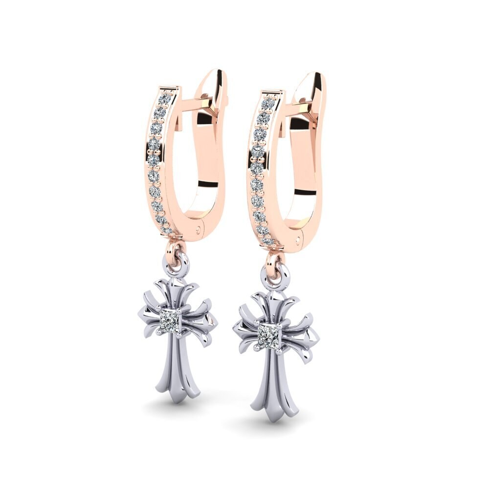 9k Oro Rosa & Blanco Pendiente de mujer Majordo