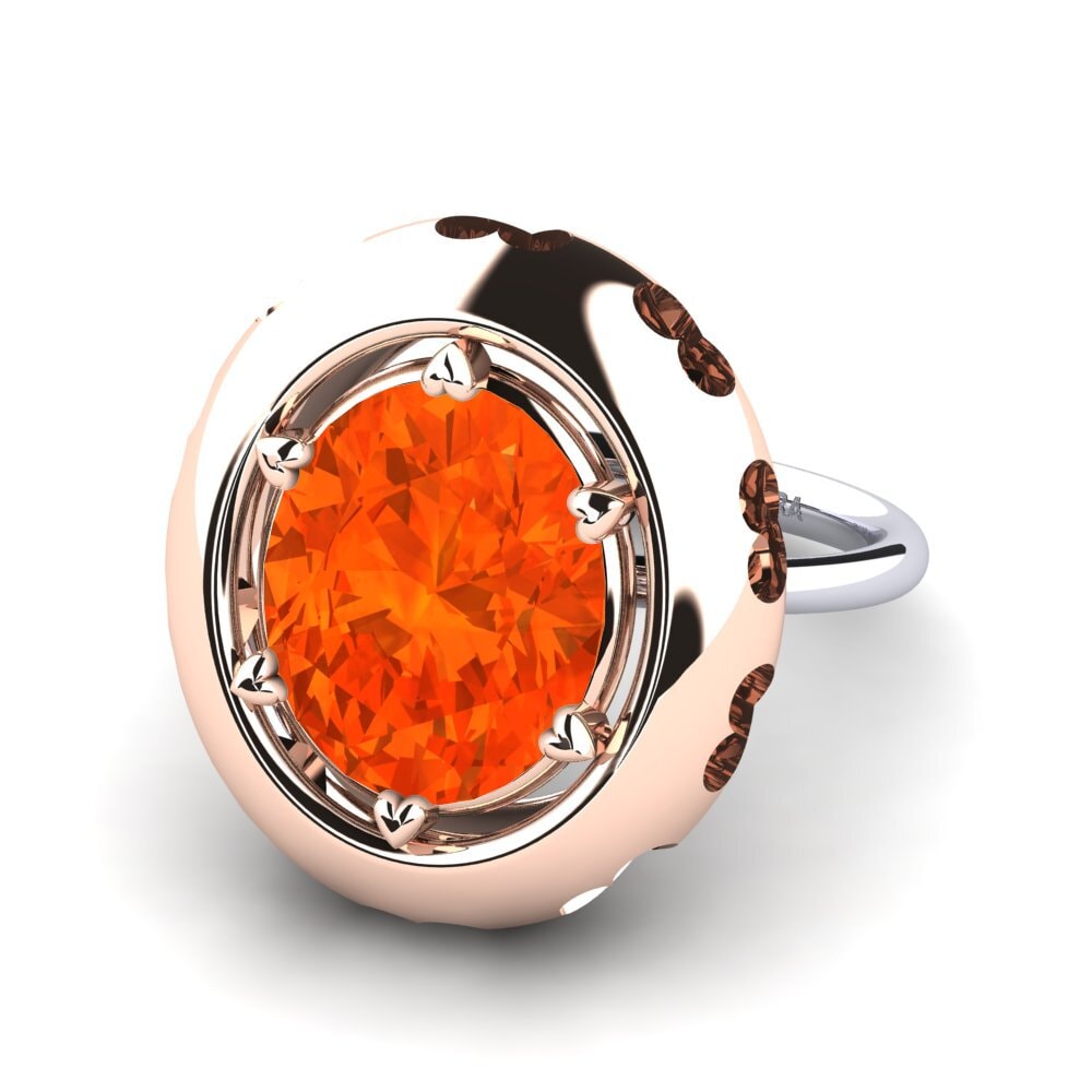14ct Rose & White Gold Fire Opal Ring Makadie