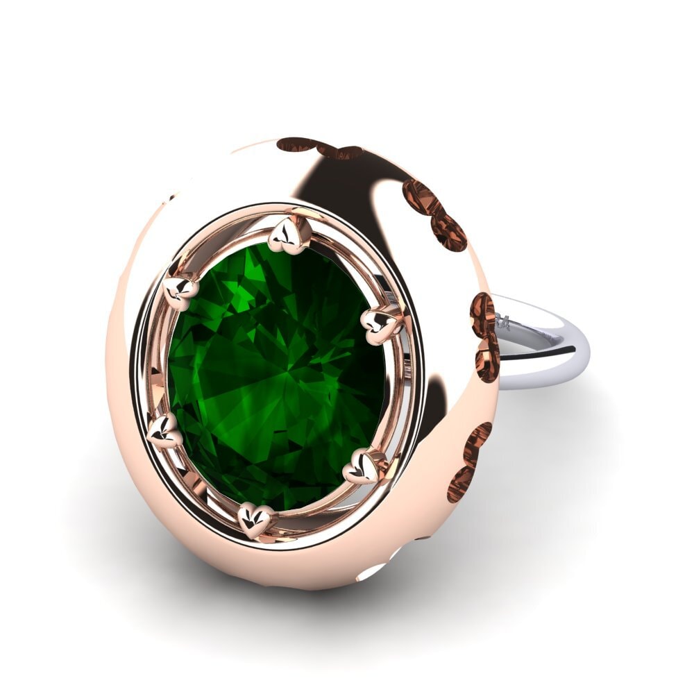 14ct Rose & White Gold Green Tourmaline Ring Makadie
