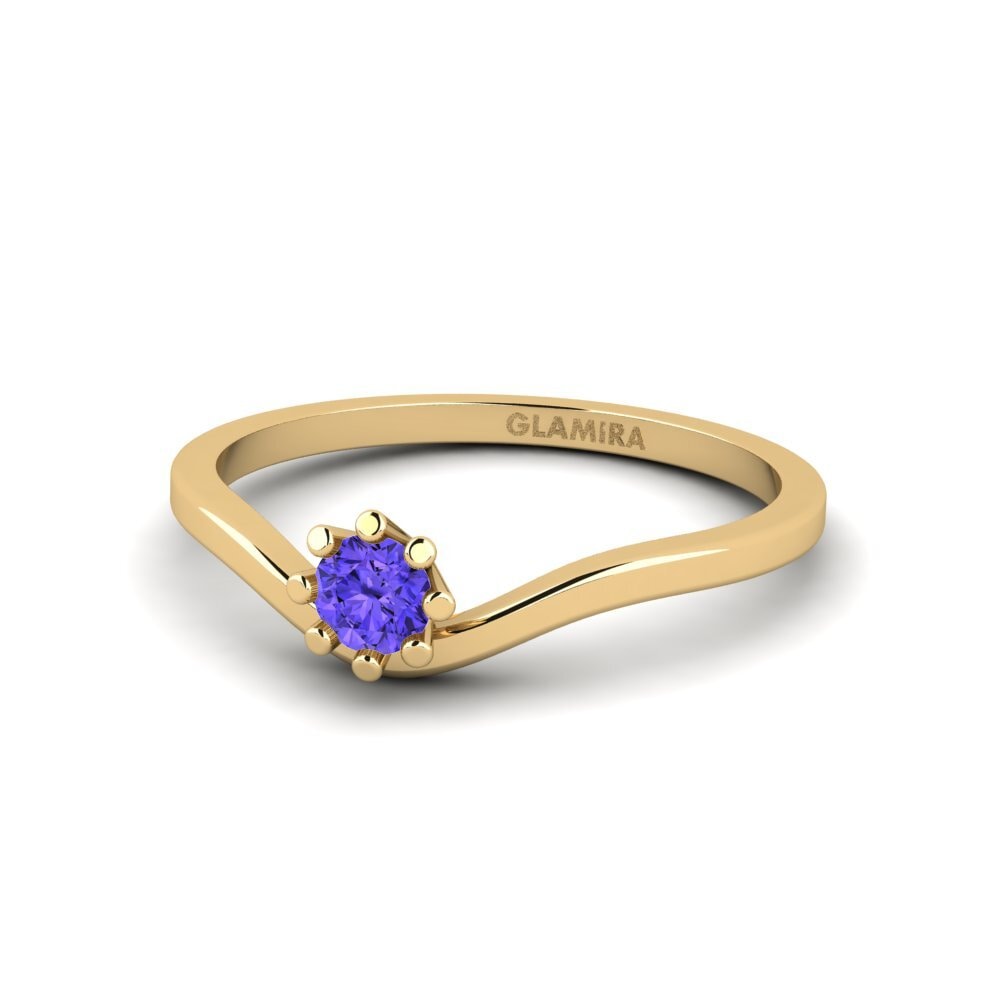 18k Oro Amarillo Tanzanita Anillo de compromiso Makronissos
