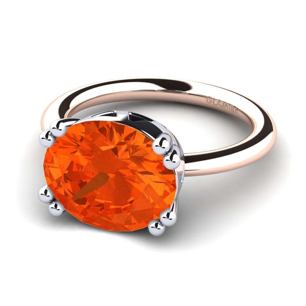 14ct Rose & White Gold Fire Opal Ring Malenita