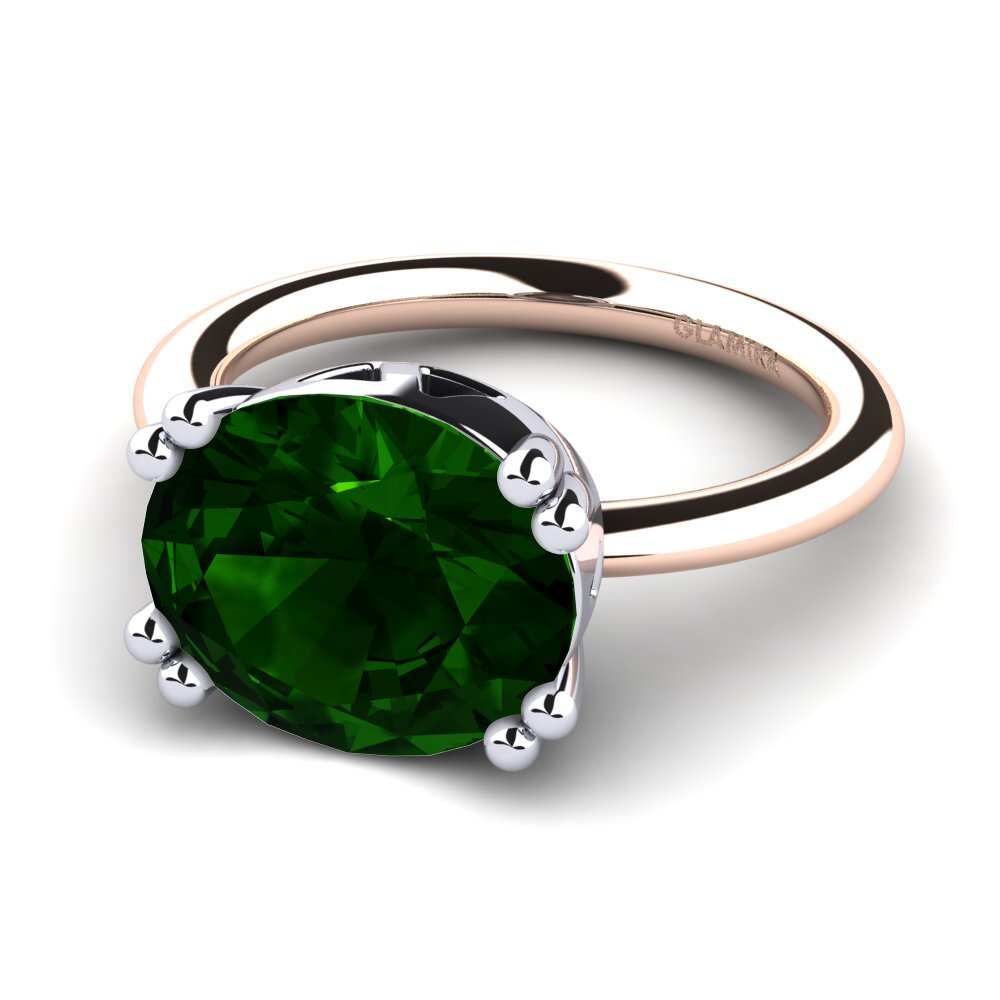 14ct Rose & White Gold Green Tourmaline Ring Malenita