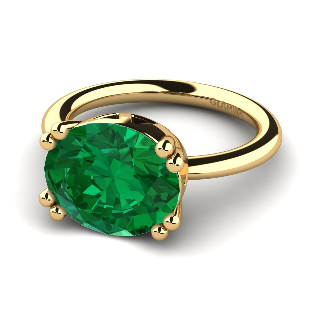 14ct Yellow Gold Emerald (Lab Created) Ring Malenita
