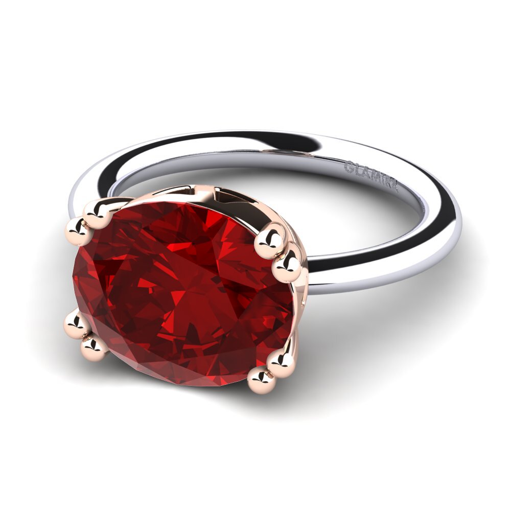 14k Oro Blanco & Rosa Rubí (Creado en laboratorio) Anillo Malenita