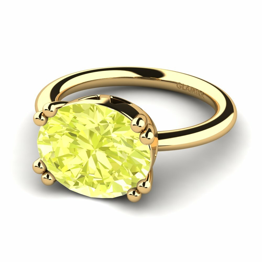 Bagues Or Jaune 14k Quartz Citron Solitaires Classiques