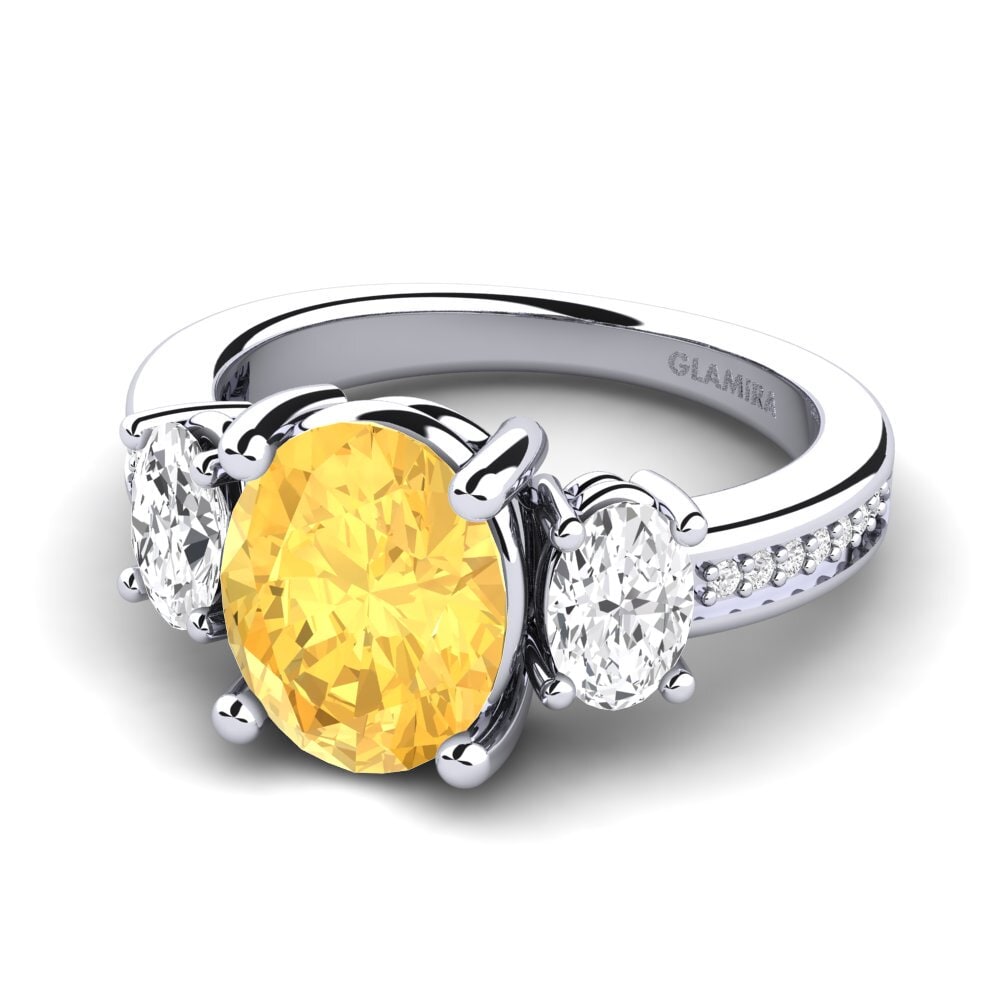 White Silver Citrine Engagement Ring Maletha