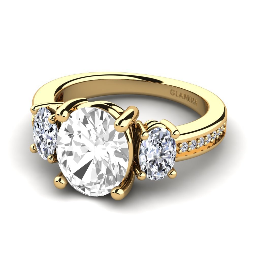 9k Oro Amarillo Topacio blanco Anillo de compromiso Maletha