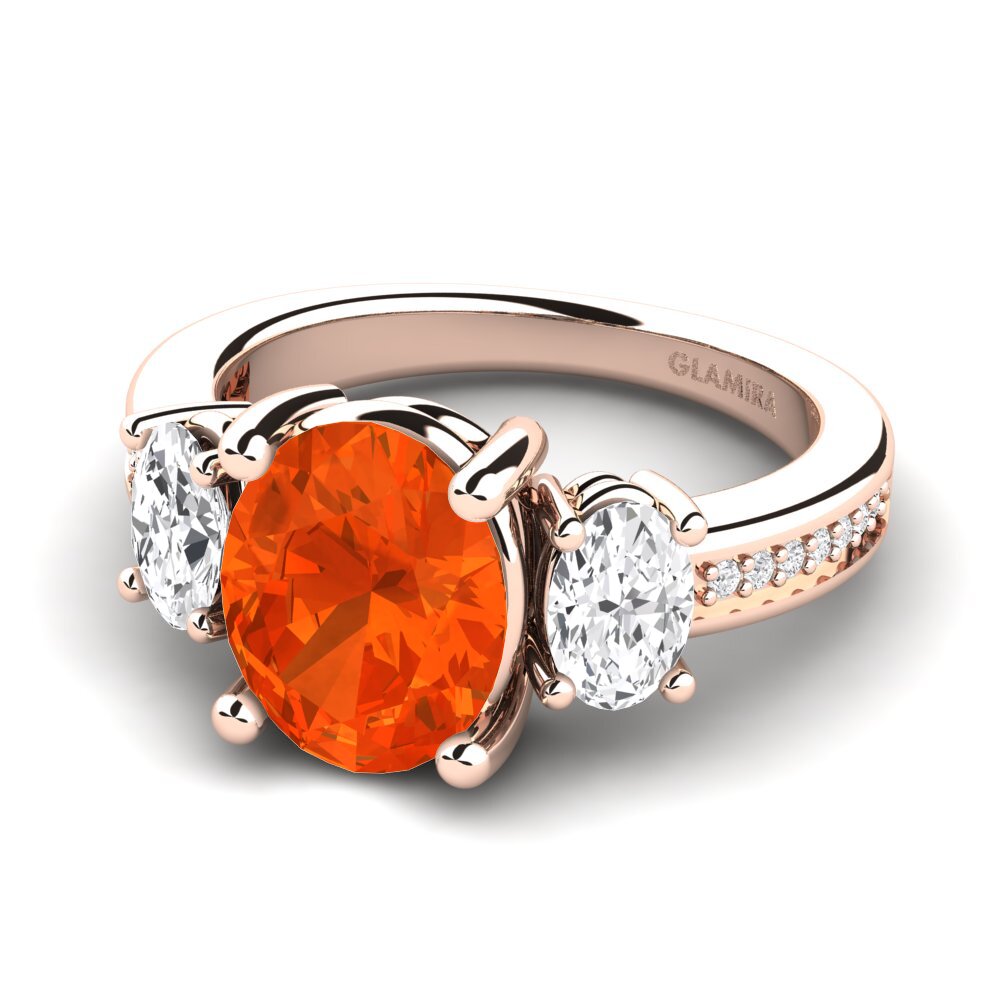 9k Rose Gold Fire-Opal Engagement Ring Maletha