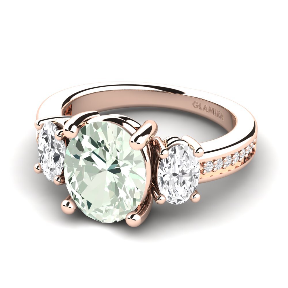 9k Rose Gold Green Amethyst Engagement Ring Maletha