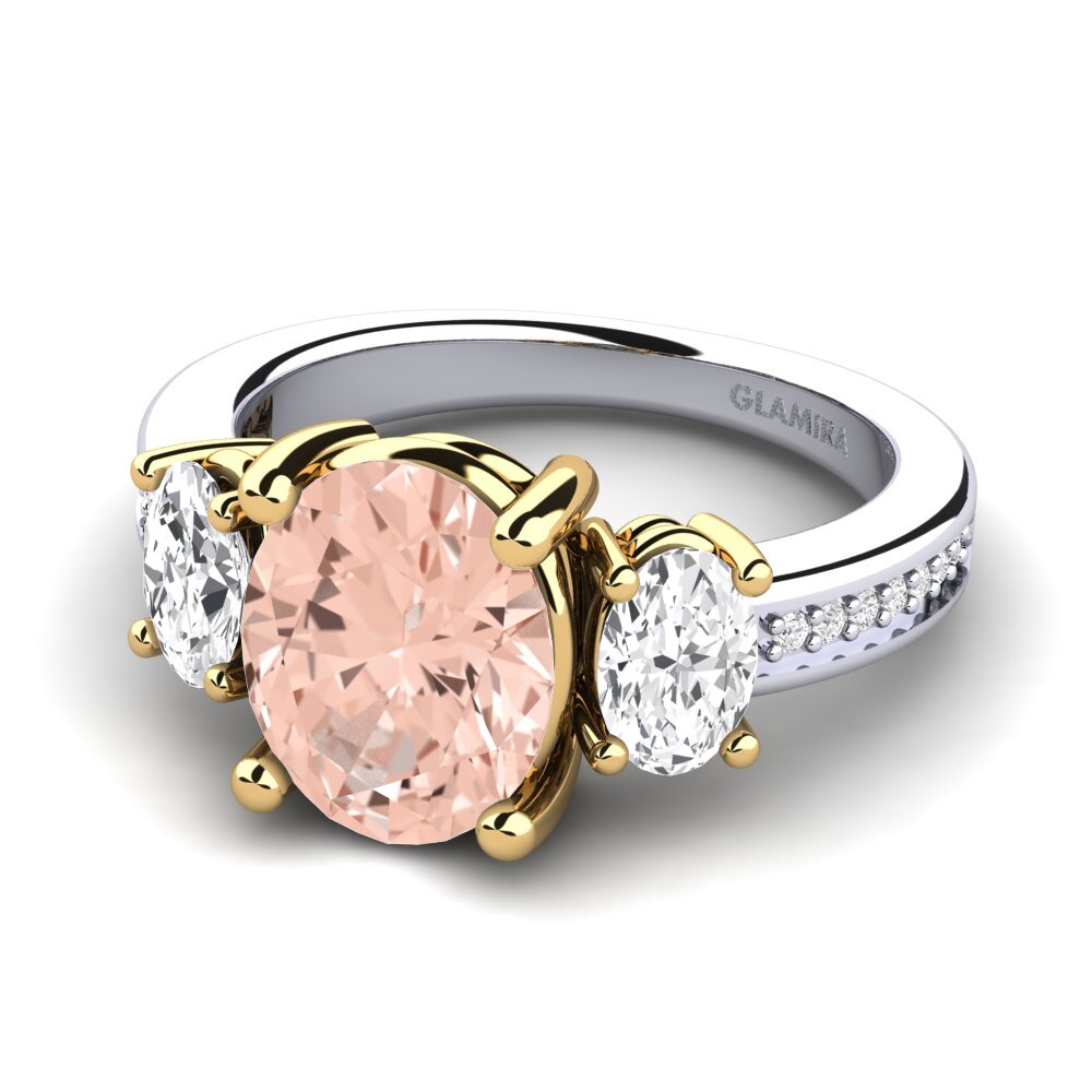 14k Oro Blanco / Amarillo Anillo de compromiso Maletha