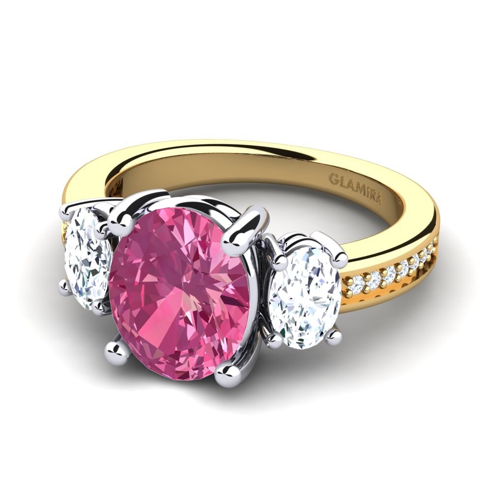 14ct Yellow / White Gold Pink Tourmaline Engagement Ring Maletha