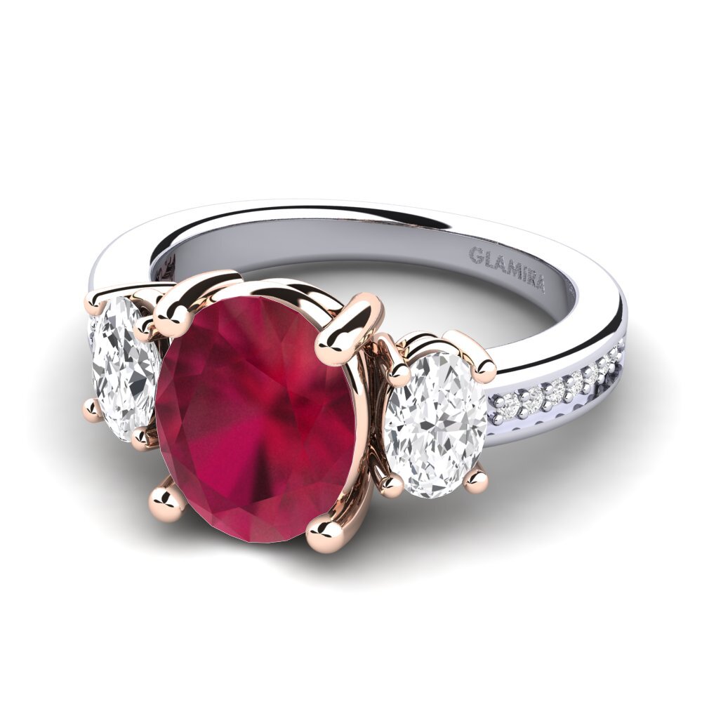 14k White & Rose Gold Ruby Engagement Ring Maletha