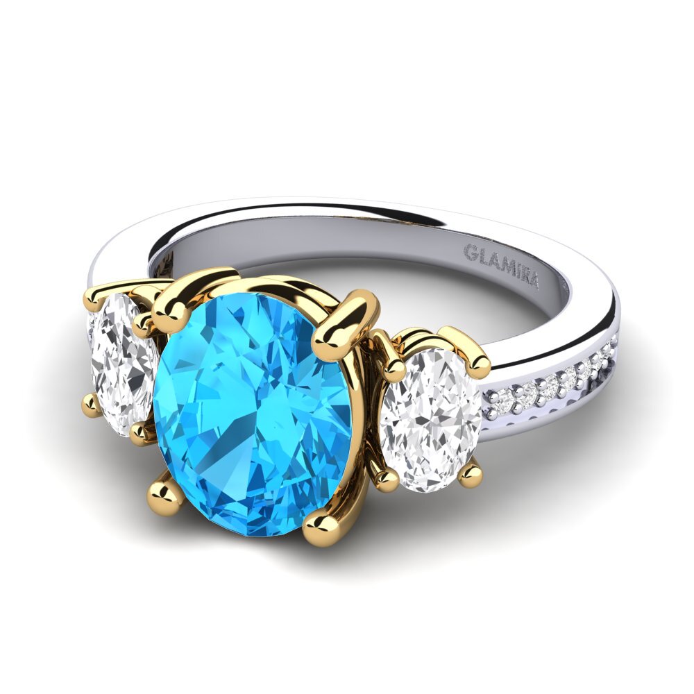 18k Oro Blanco / Amarillo Anillo de compromiso Maletha