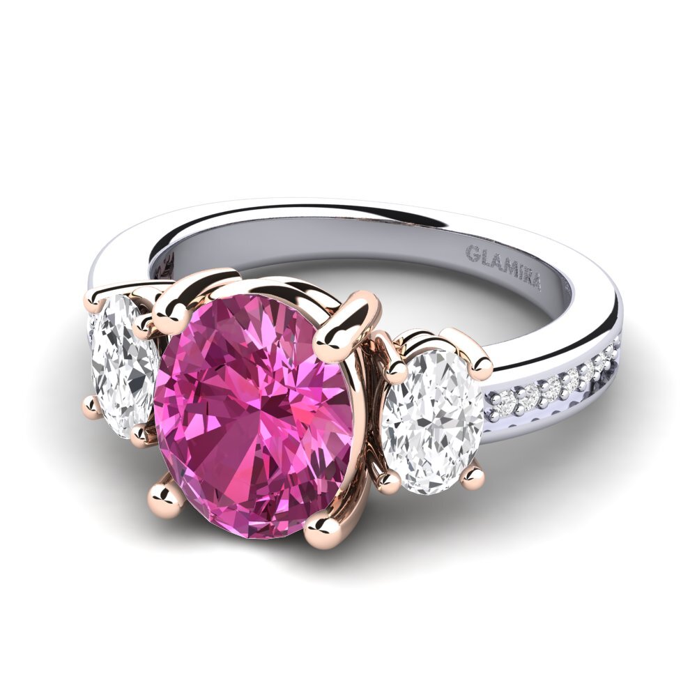 14k White & Rose Gold Pink Topaz Engagement Ring Maletha