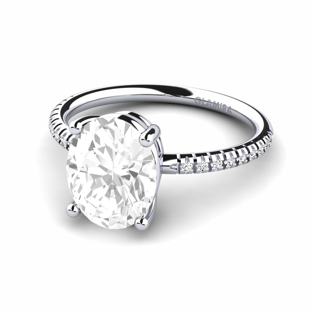 Solitaire Pave White Topaz Rings