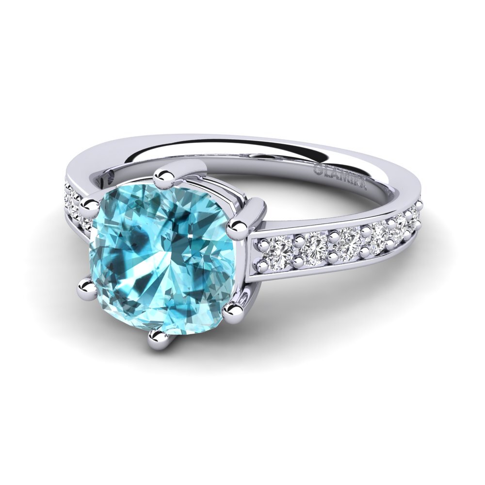 Blue Zircon Engagement Ring Malias