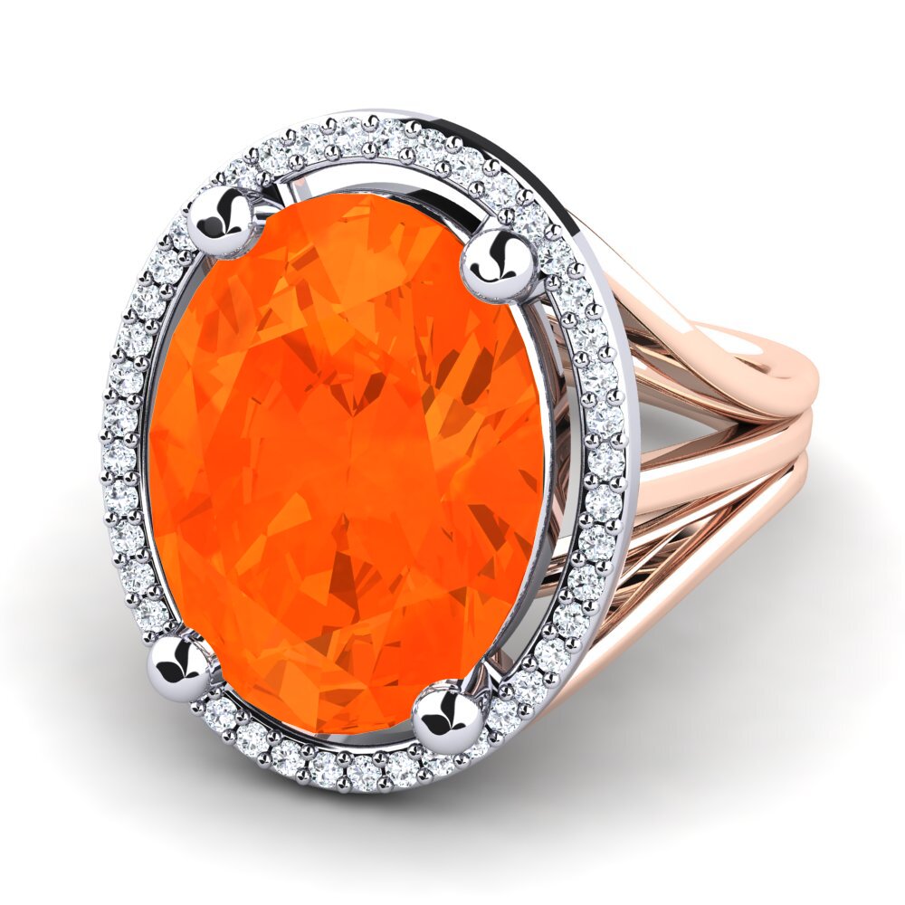 14ct Rose & White Gold Fire Opal Ring Malison