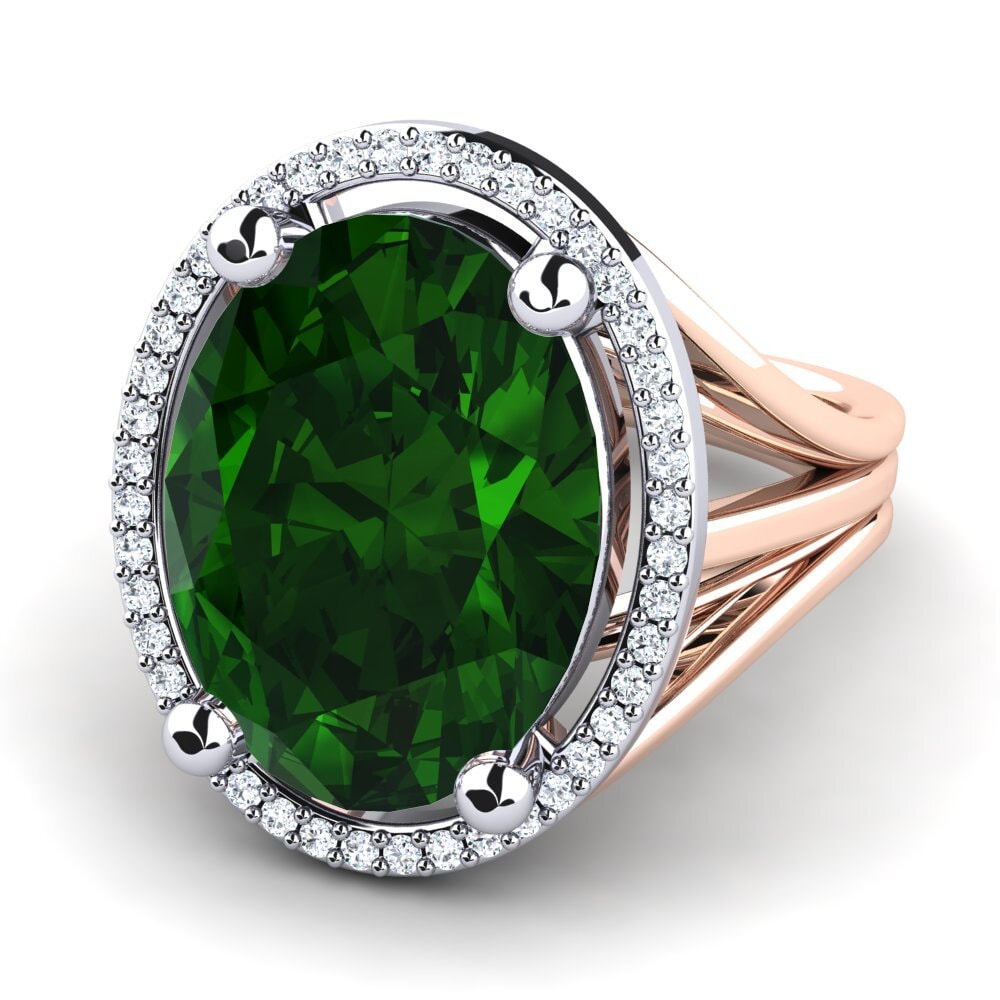 14ct Rose & White Gold Green Tourmaline Ring Malison