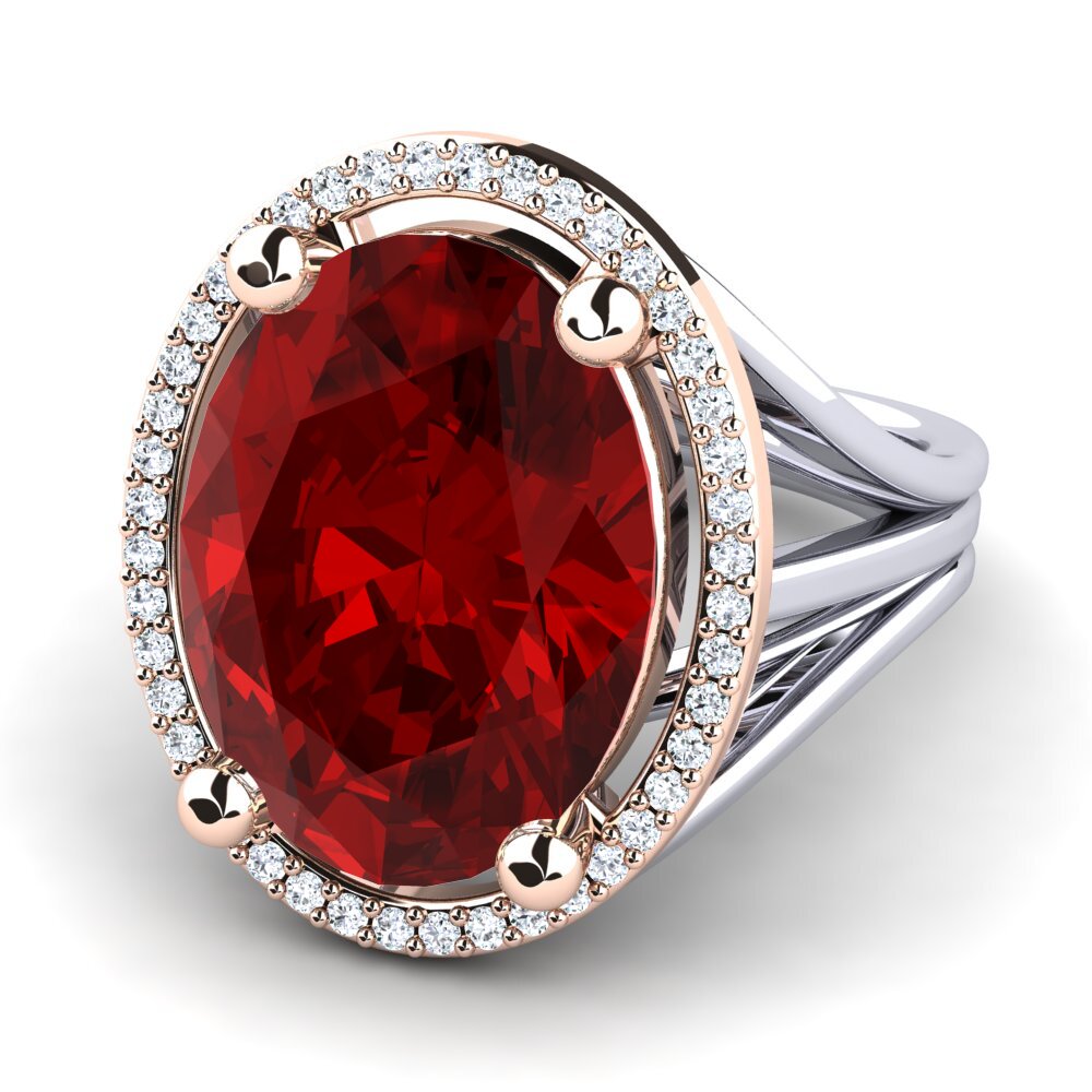 14k Oro Blanco & Rosa Rubí (Creado en laboratorio) Anillo Malison