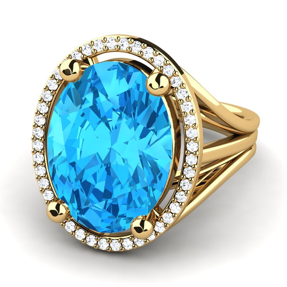 Ovalado Topacio azul Anillo Malison