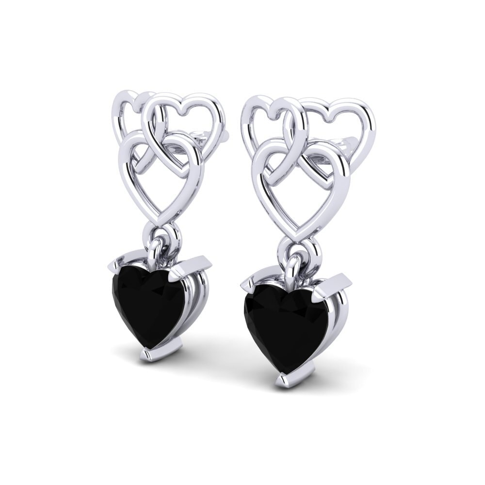 Corazón Ónix Negro Pendiente de mujer Mandarin