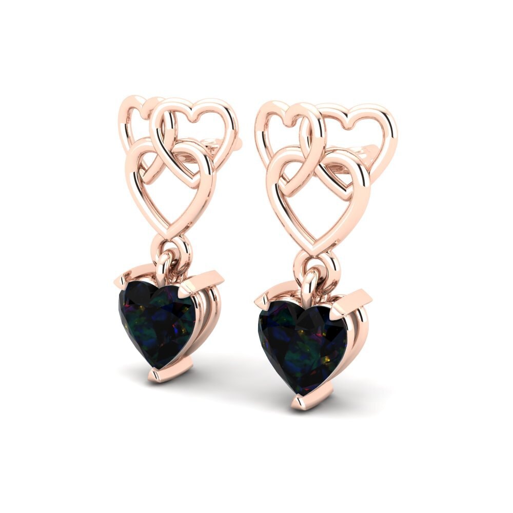 18ct Rose Gold Black Opal Women's Earring Mandarin