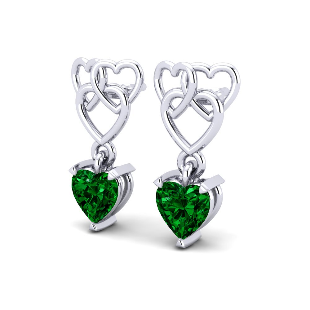 Corazón Circonita Verde Pendiente de mujer Mandarin