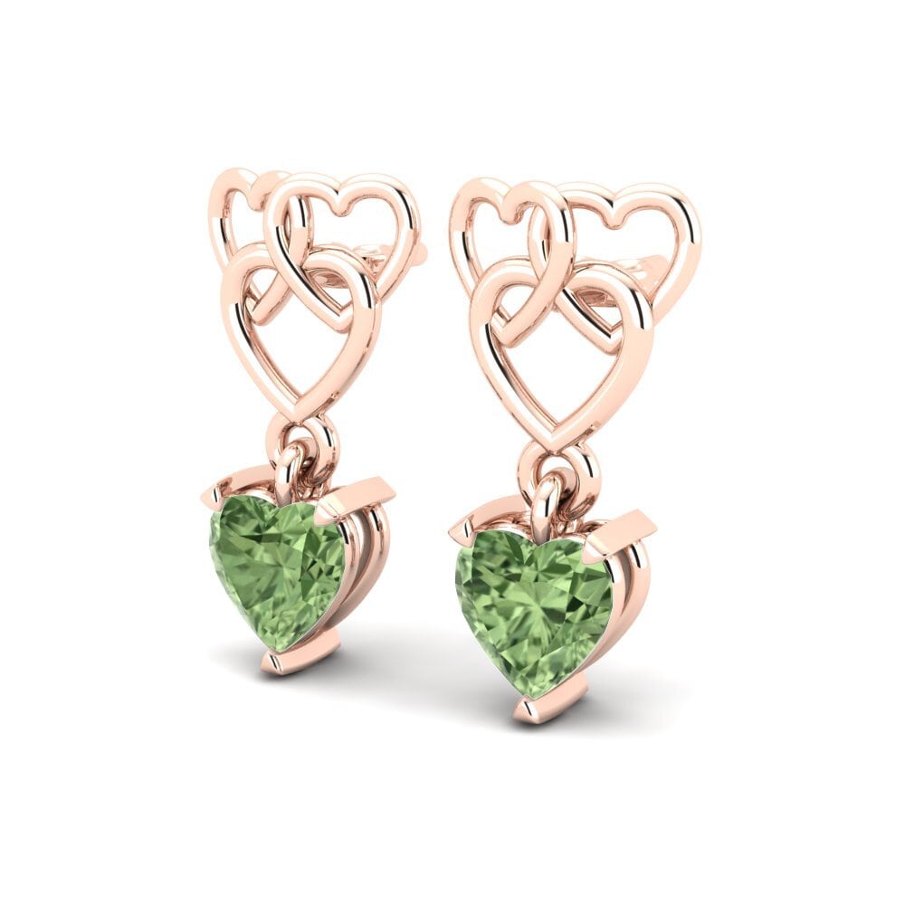 Oro Rosso 585 Zaffiro Verde Orecchino da donna Mandarin