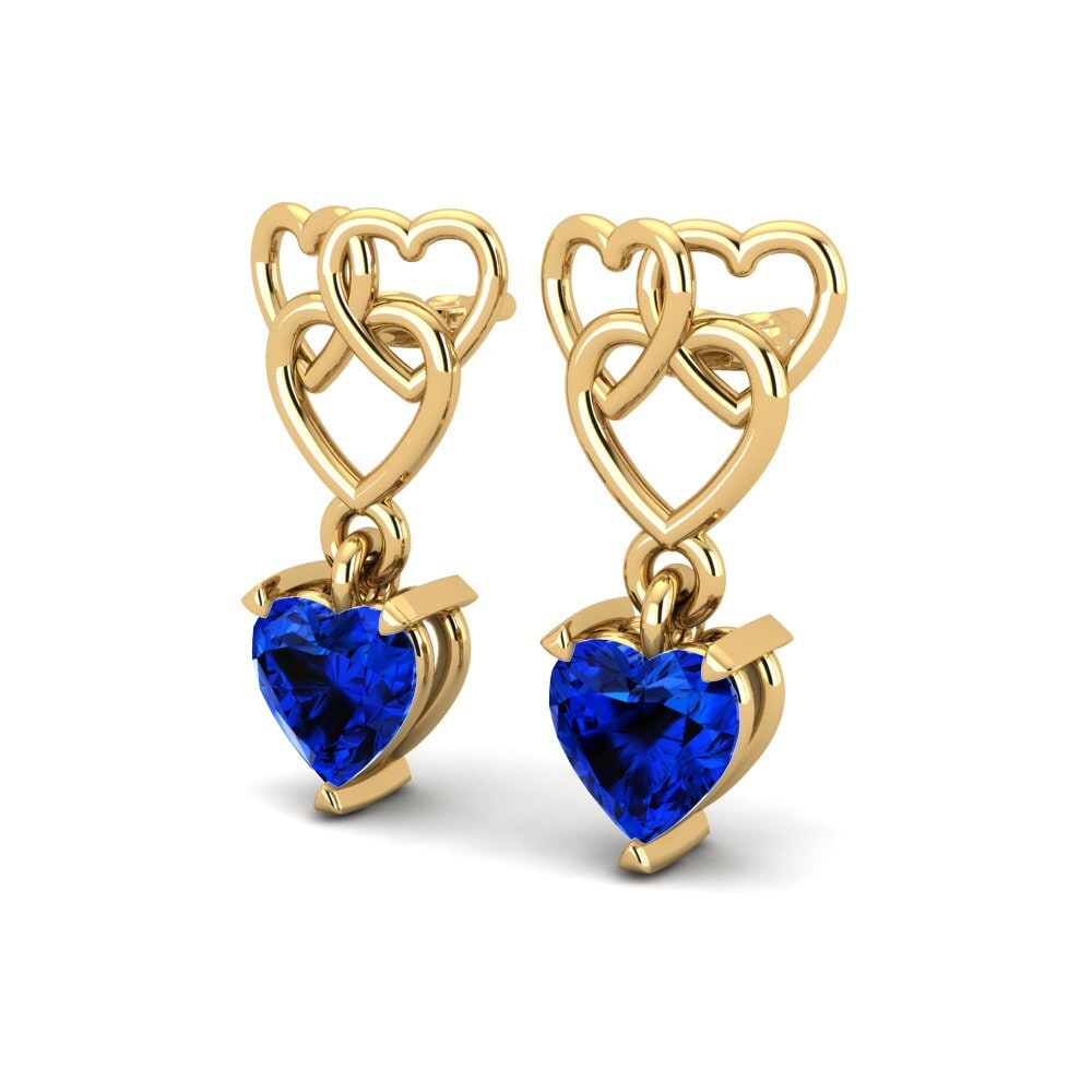 14ct Yellow Gold Sapphire (Lab Created) Women's Earring Mandarin