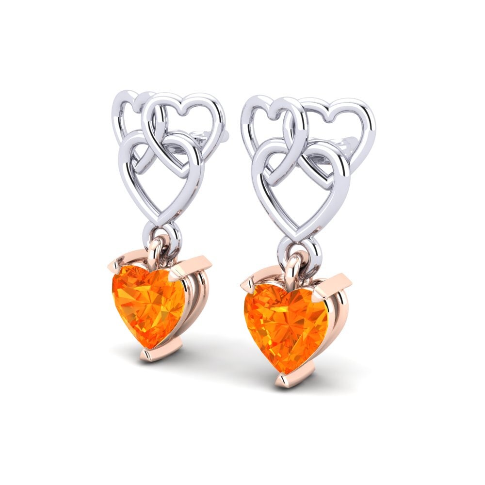 9K White & Rose Gold Orange Sapphire Earring Mandarin
