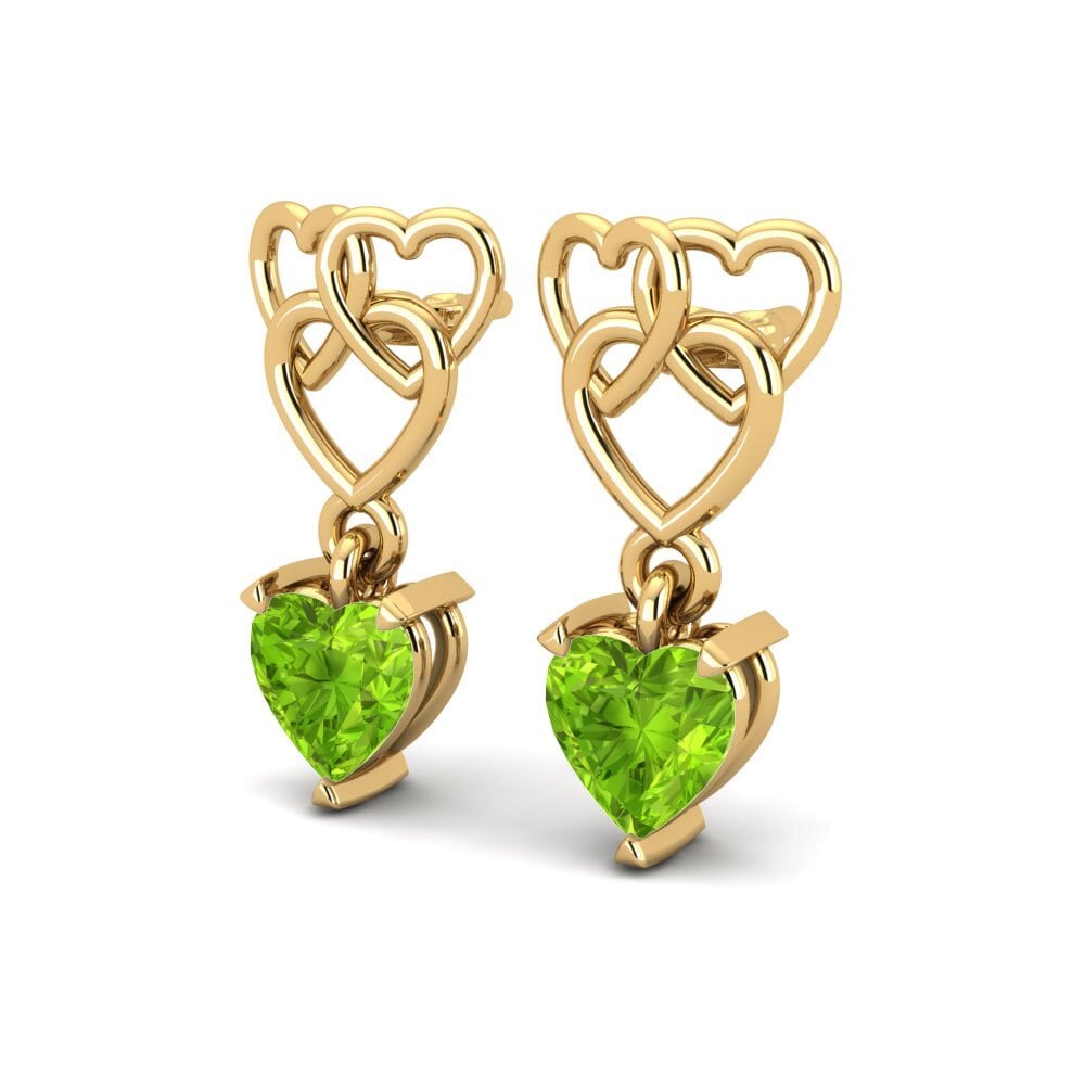 14k Oro Amarillo Peridoto Pendiente de mujer Mandarin