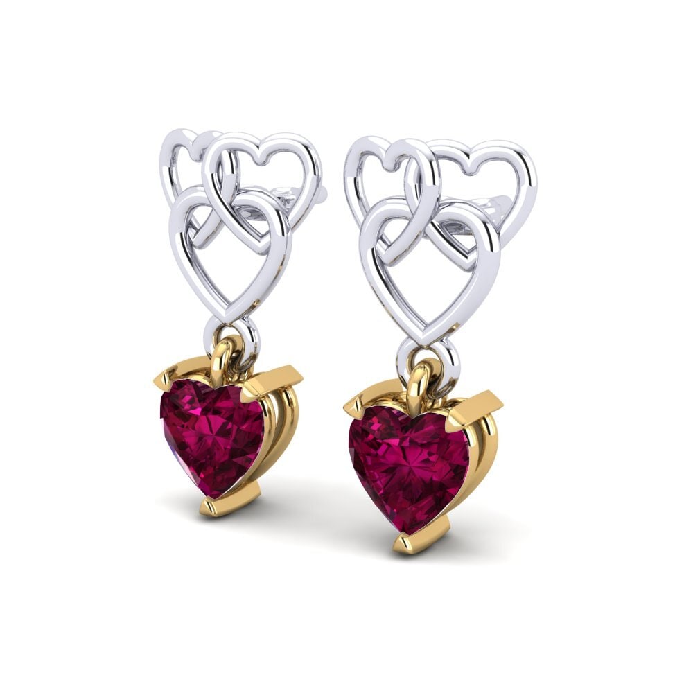 14ct White / Yellow Gold Rhodolite Garnet Women's Earring Mandarin