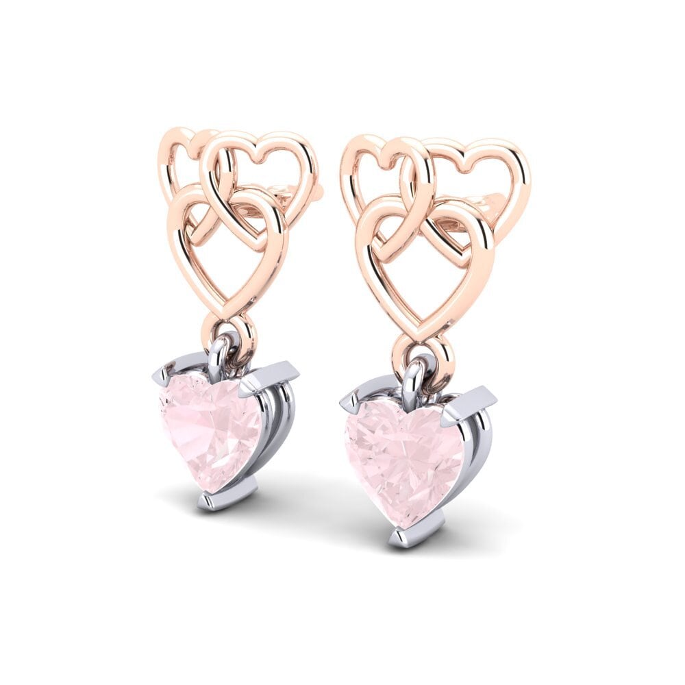9k Oro Rosa & Blanco Cuarzo rosa Pendiente de mujer Mandarin