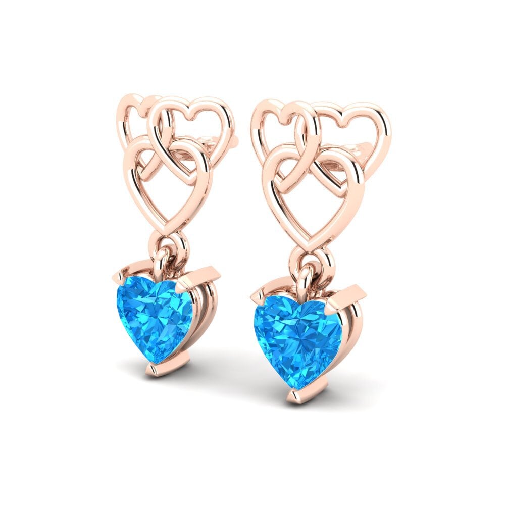 9k Oro Rosa Corazón Pendiente de mujer Mandarin