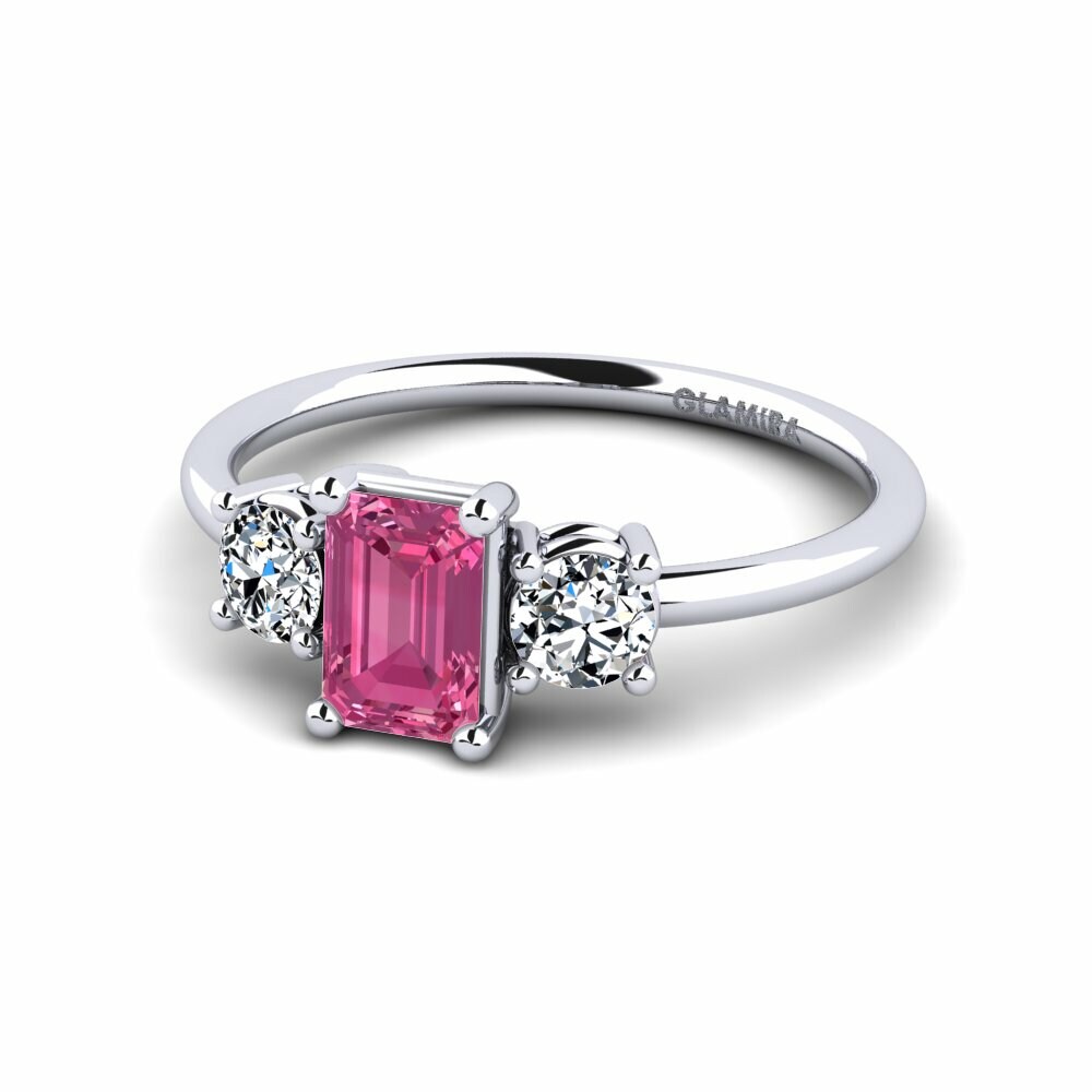 Trilogy Pink Tourmaline 18k White Gold Engagement Rings