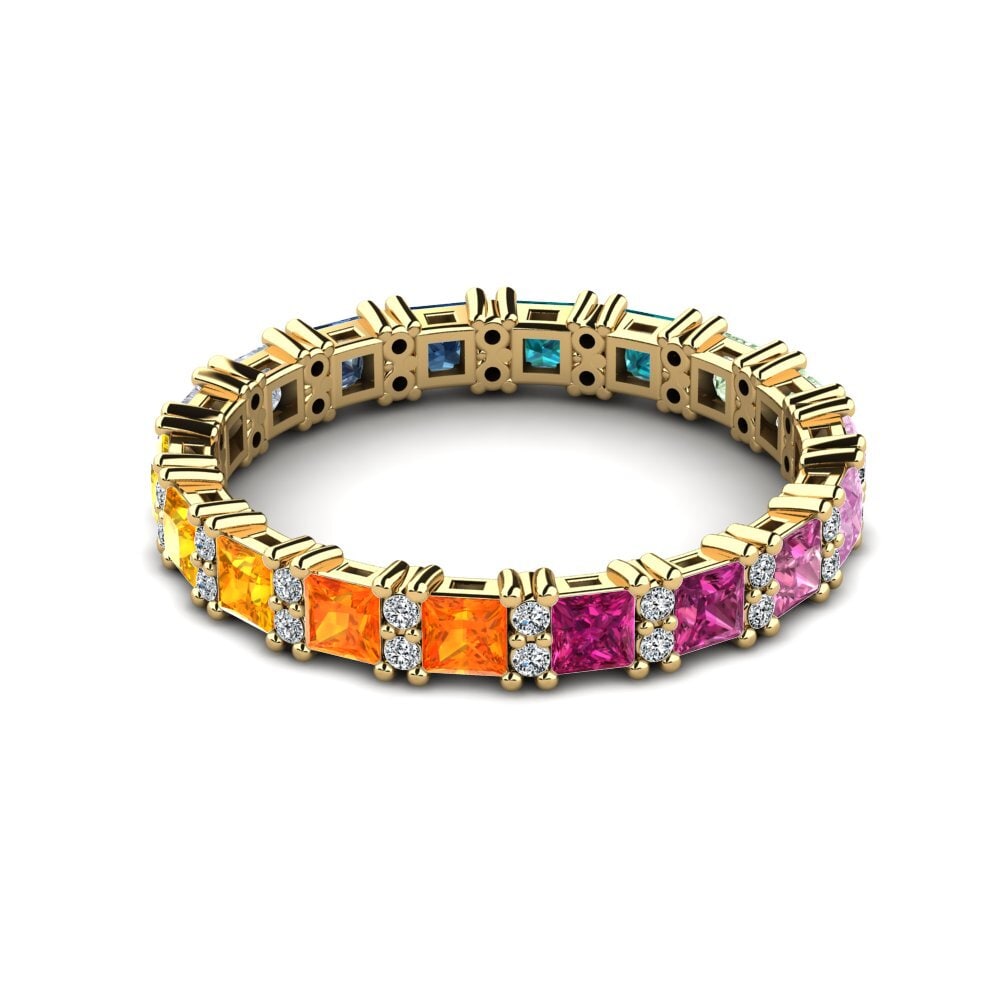 Eternity Multi Sapphire 14ct Yellow Gold Rings