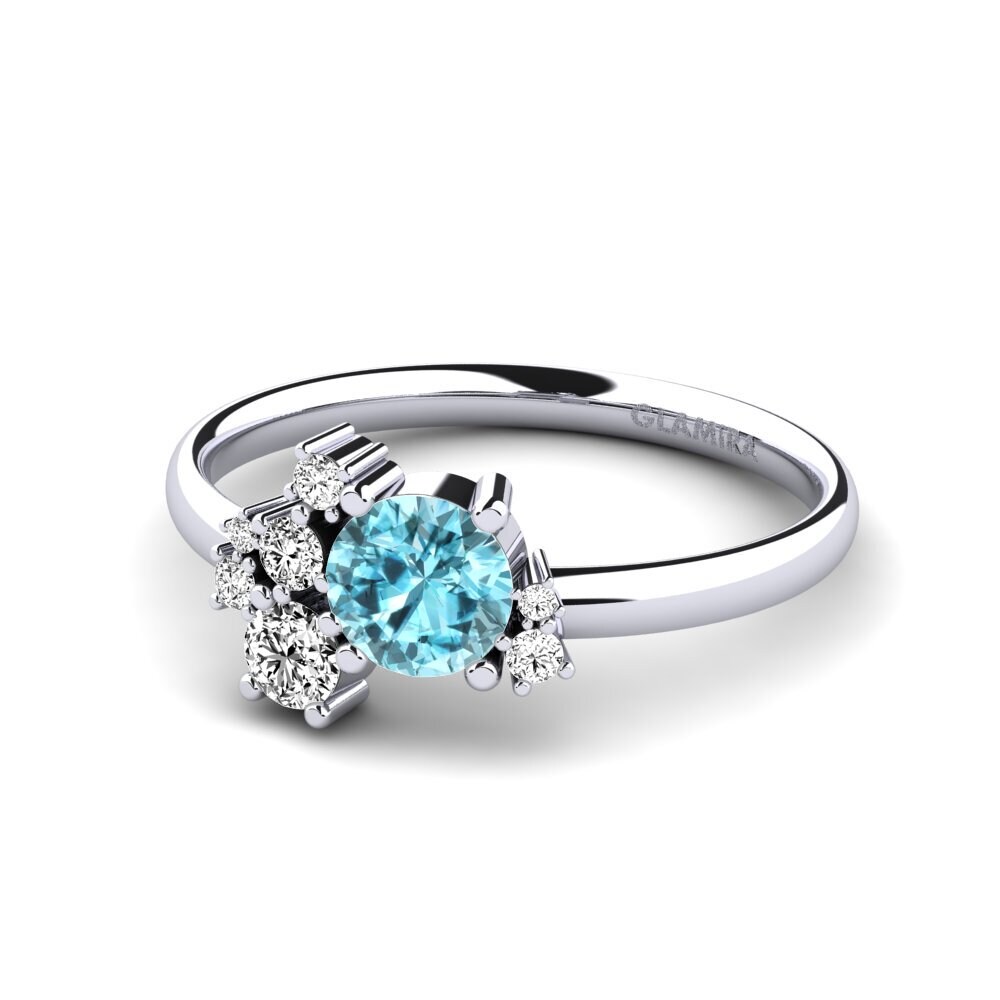 Circón Azul Anillo de compromiso Manish