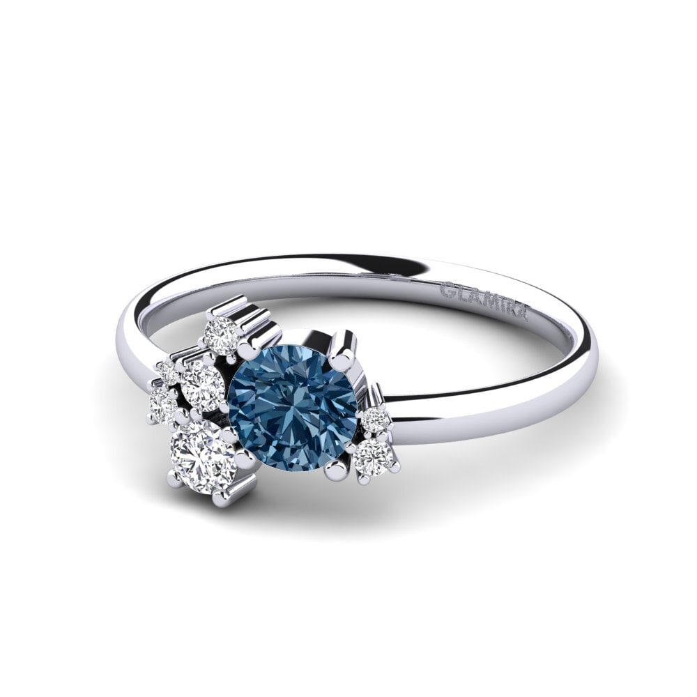 Diamante Azul Anillo de compromiso Manish