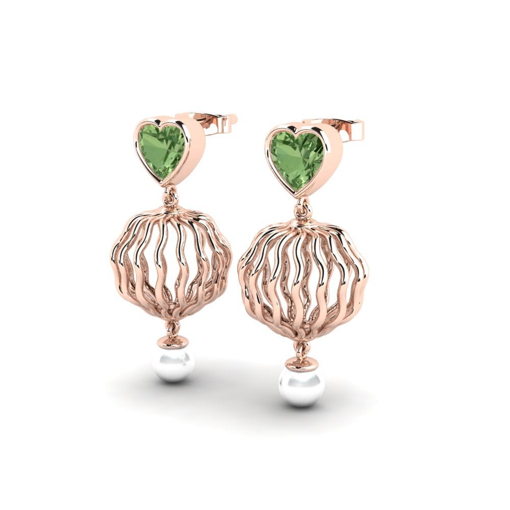 9ct Rose Gold Green Sapphire Women's Earring Manta