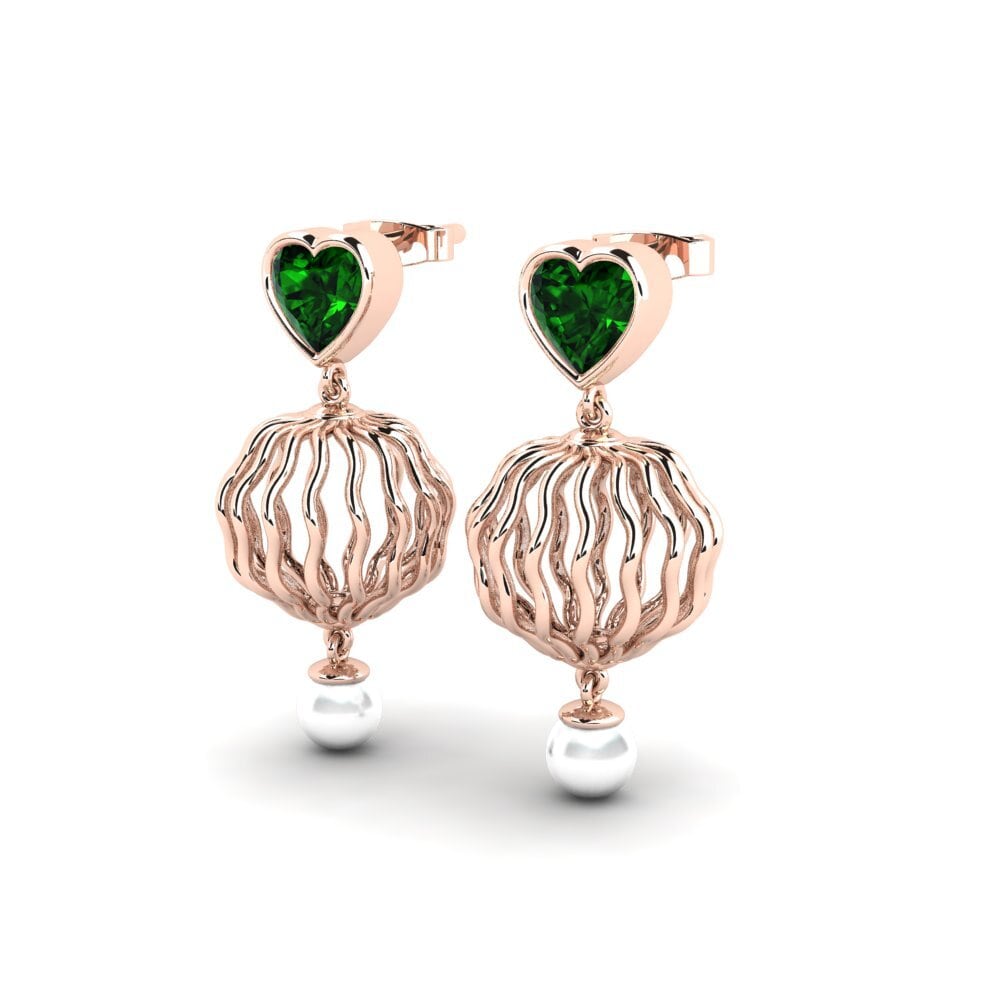 14k Oro Rosa Turmalina verde Pendiente de mujer Manta
