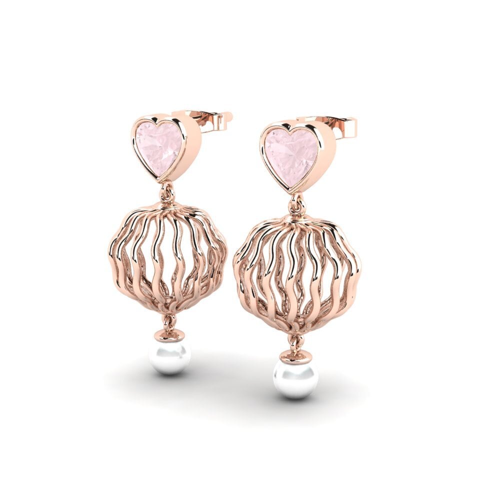 14k Oro Rosa Cuarzo rosa Pendiente de mujer Manta