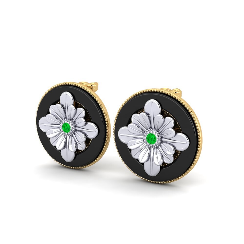 9k Oro Amarillo & Blanco Esmeralda Pendiente de mujer Manville