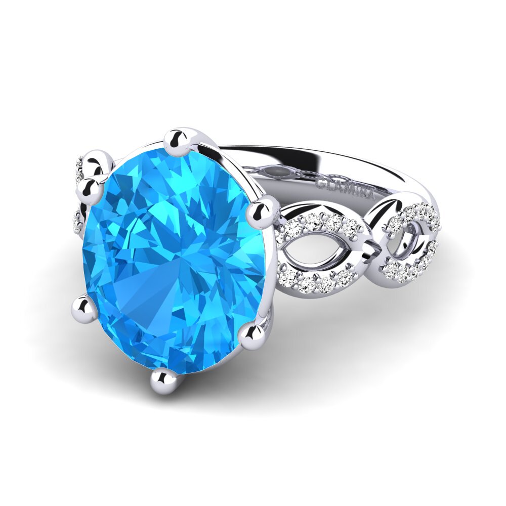 Ovalado Topacio azul Anillo Manzanita