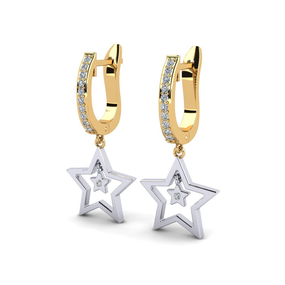 14k Oro Amarillo/Blanco Pendiente de mujer Maone