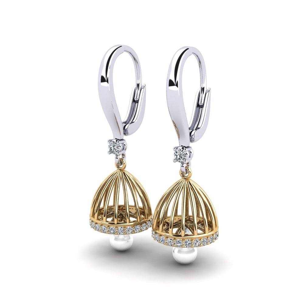 14k Oro Blanco & Amarillo Pendiente de mujer Mapjonas