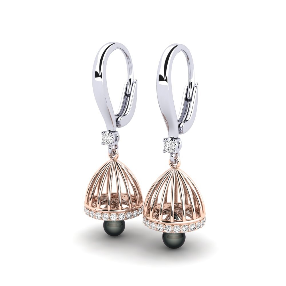 14ct White & Rose Gold Moissanite Women's Earring Mapjonas