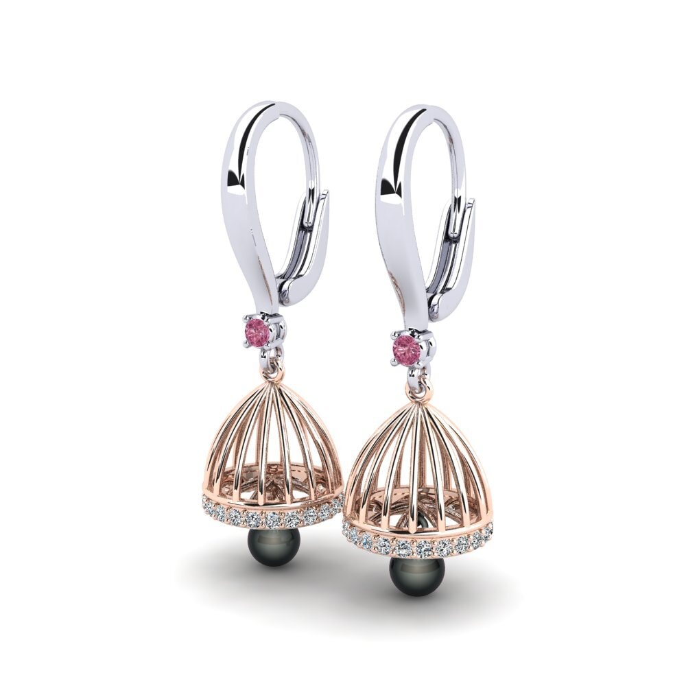 9ct White & Rose Gold Rhodolite Garnet Women's Earring Mapjonas