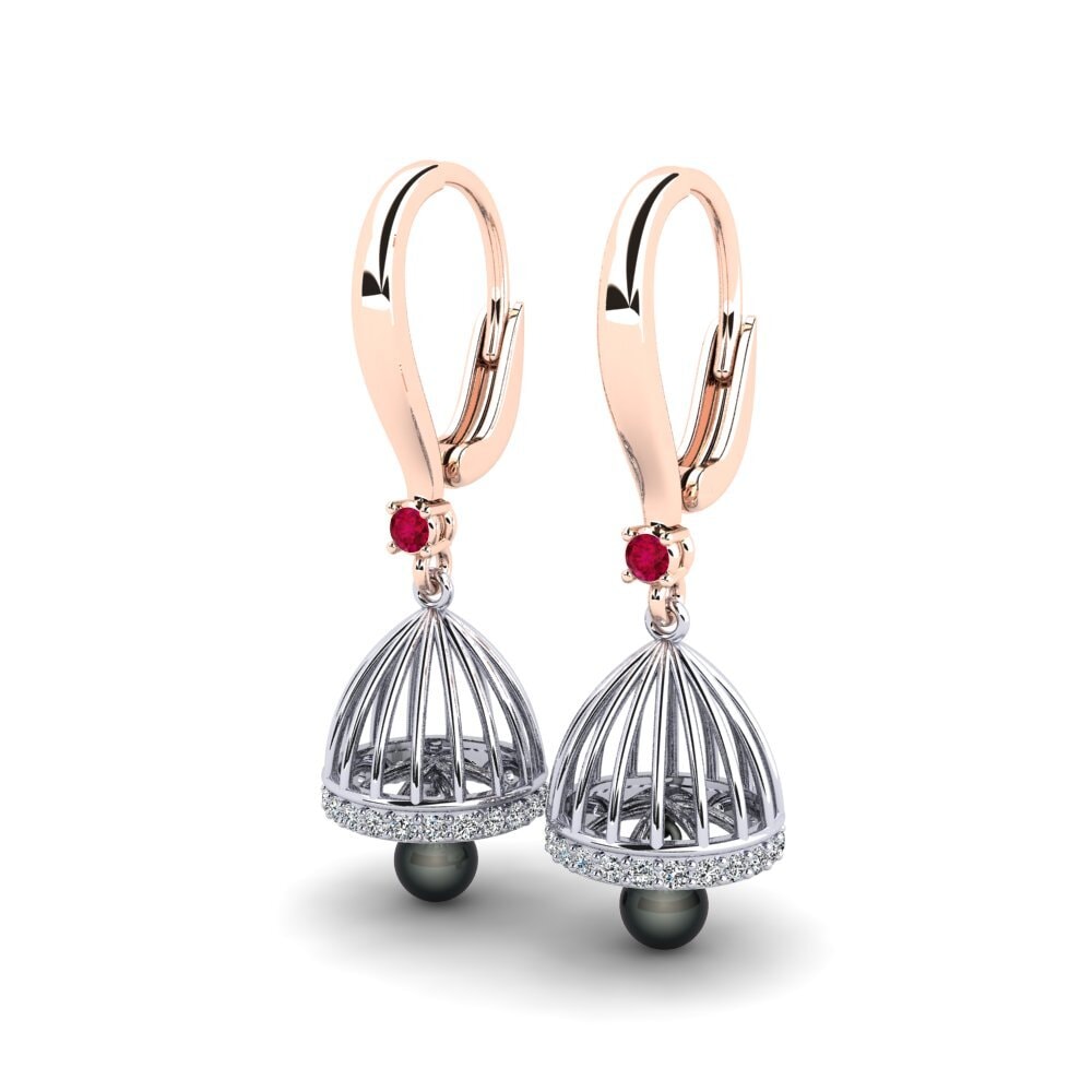 9k Oro Rosa & Blanco Rubí Pendiente de mujer Mapjonas